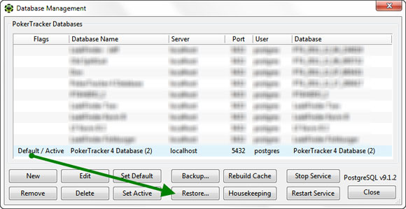 Восстановление базы данных PokerTracker 4