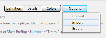 Options (Import &amp; Export)